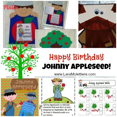 John Chapman Johnny Appleseed September birthday unit ideas