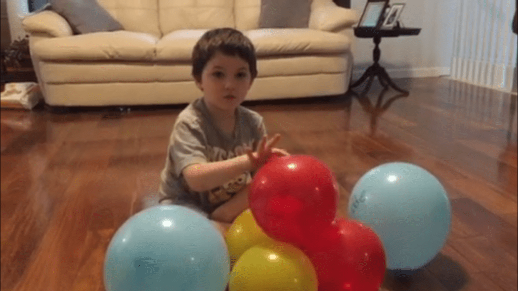 identifying atom parts of a helium atom made from balloons STEM activity