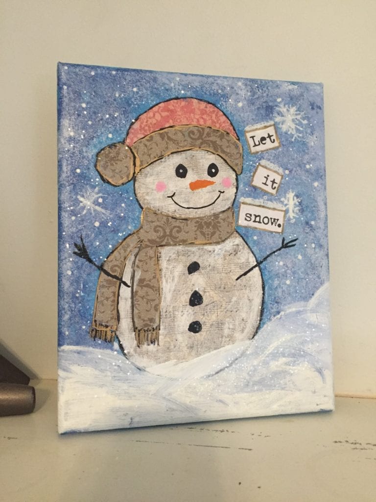 Build a snowman with mixed media art