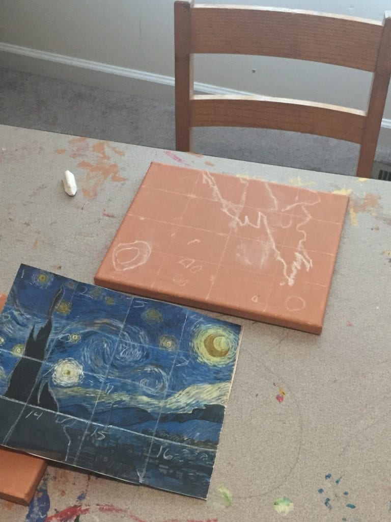 sketched out starry night