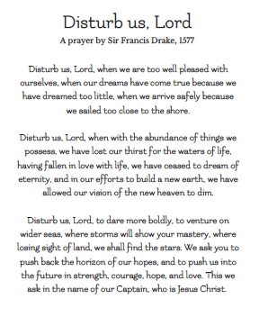 disturb us Lord prayer sir francis drake