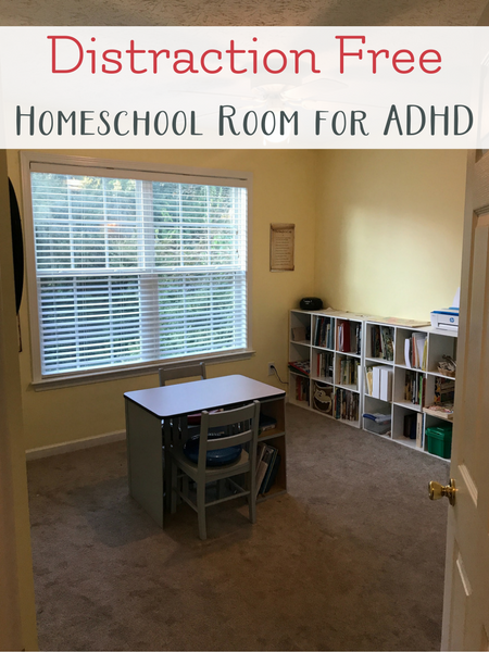 How to create a homeschool room for active learners. Distraction free learning for ADHD, dyslexia, and sensory processing disorder.