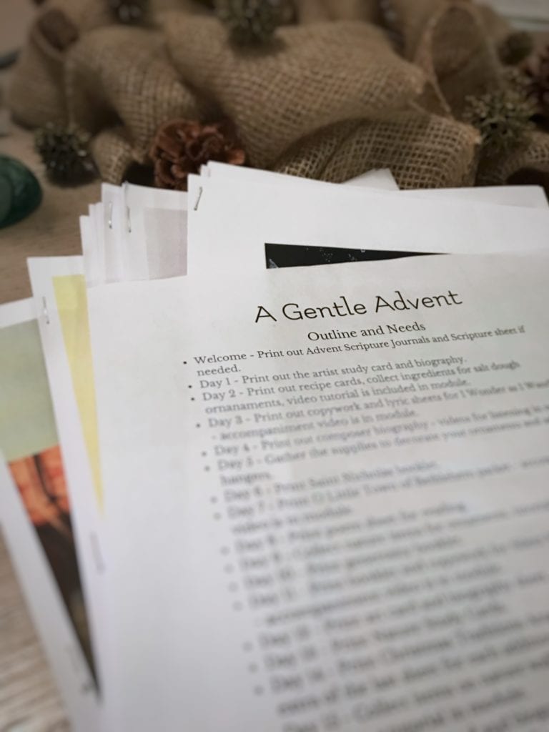 Printable resources from A Gentle Advent course